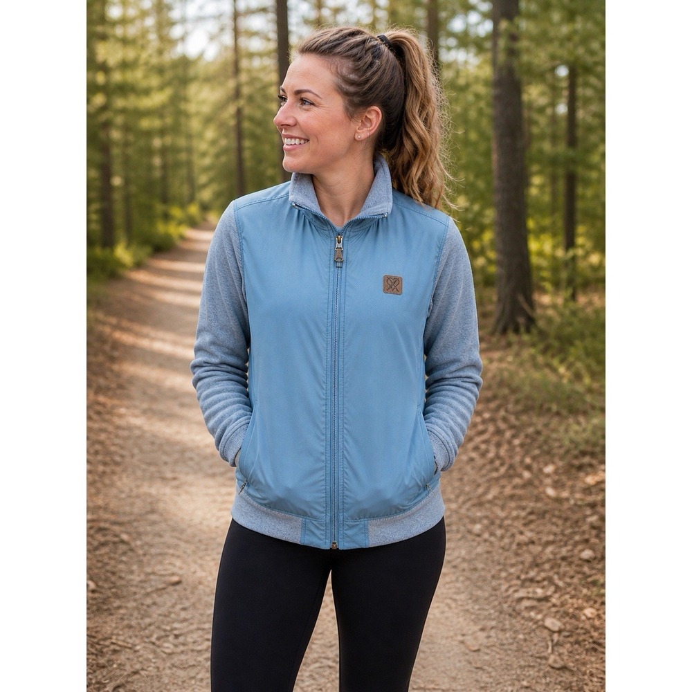Nike Women's Small Blue Gray Full Zip Hybrid Jacket Lightweight